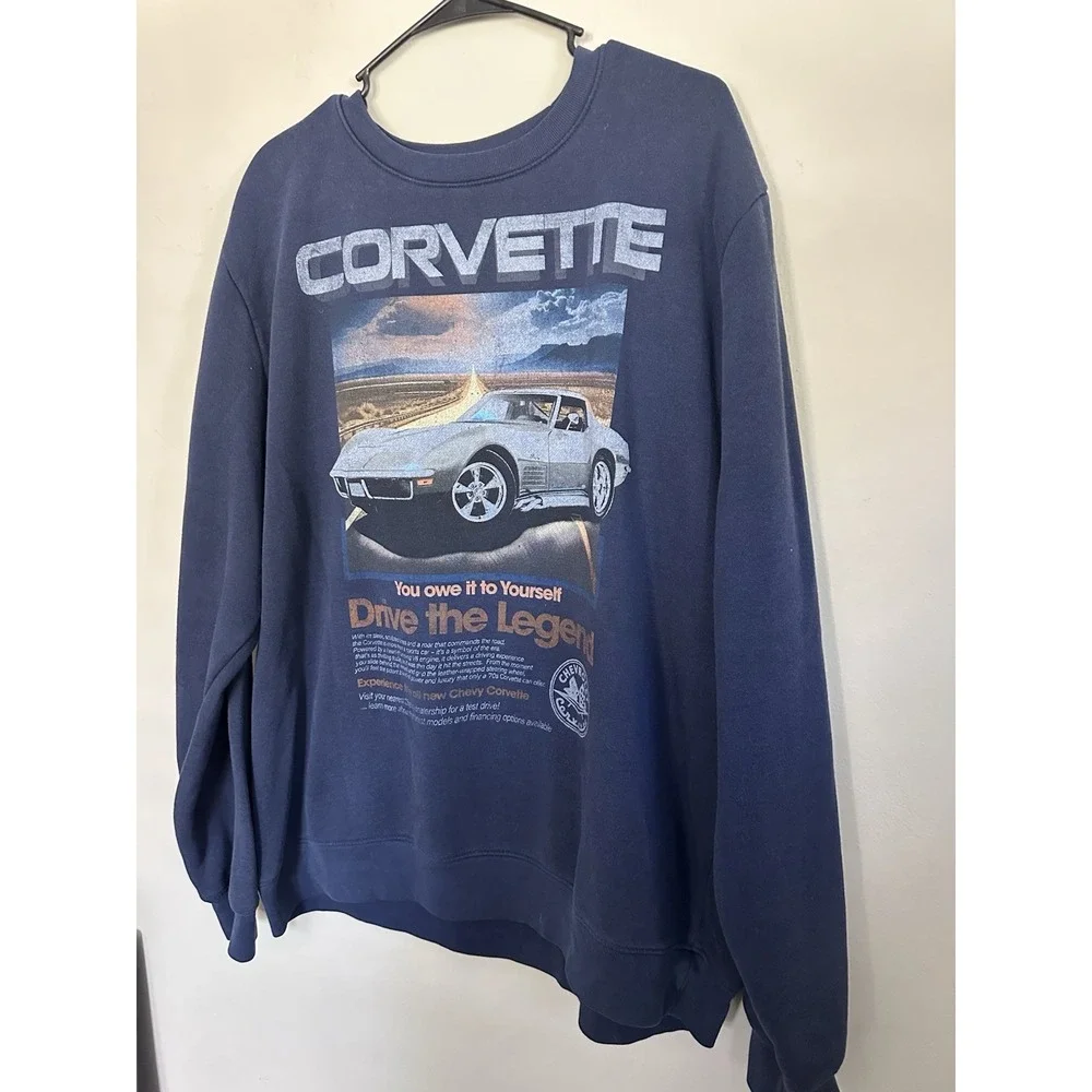 Chevrolet Corvette Crewneck Sweatshirt Men's XL Racing Long Sleeve Racing Logo - Picture 3 of 11